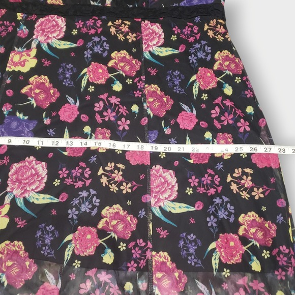 Torid Betsey Johnson Midi Mesh Overlay Lace Inset Dress Black Multi Plus Size 4 - Picture 13 of 14